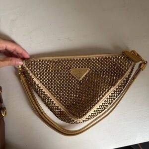 Prada Gold Studded Clutch